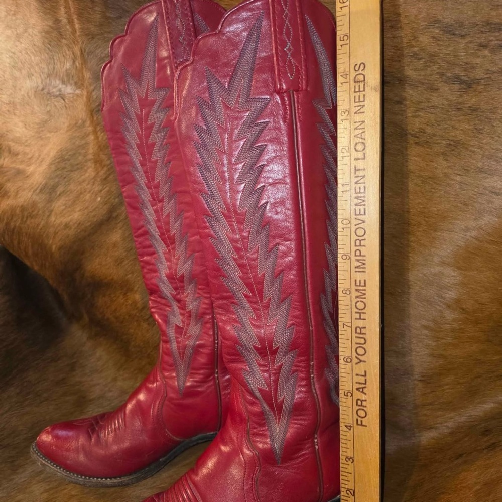 Vintage J. Chisholm Red Leather Boots View 2
